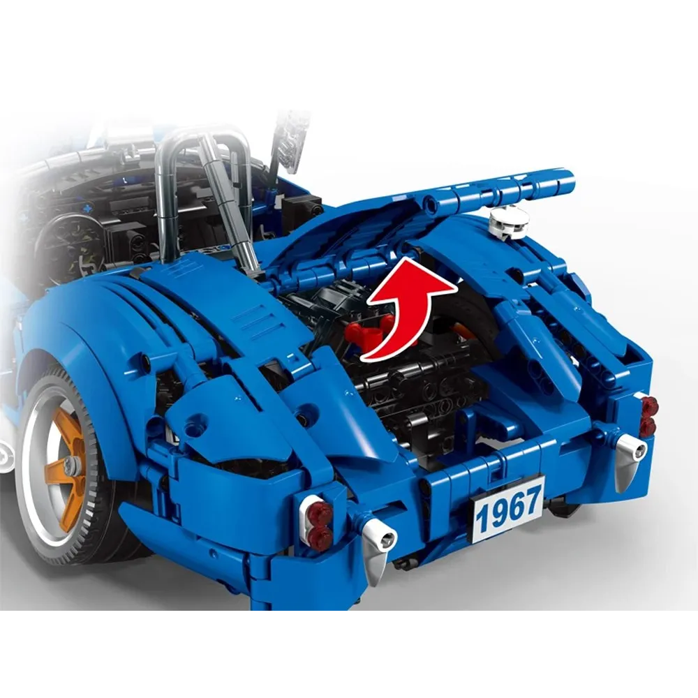 Klocki techniczne – szczegółowy grill i maska sportowego auta