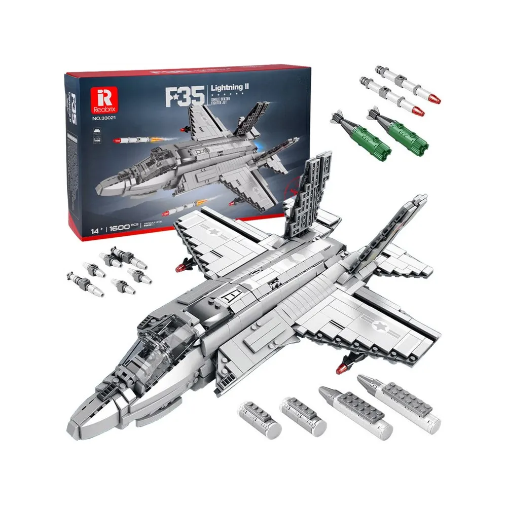techniczny model F-35 Lightning II z 1600 elementów widok z boku