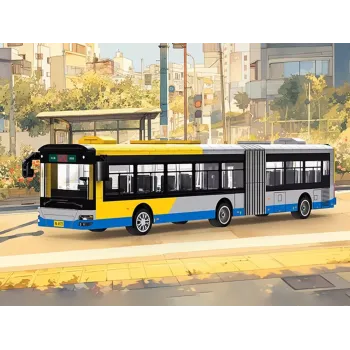 Przybliżenie na przegub autobusu wykonanego z trwałych klocków