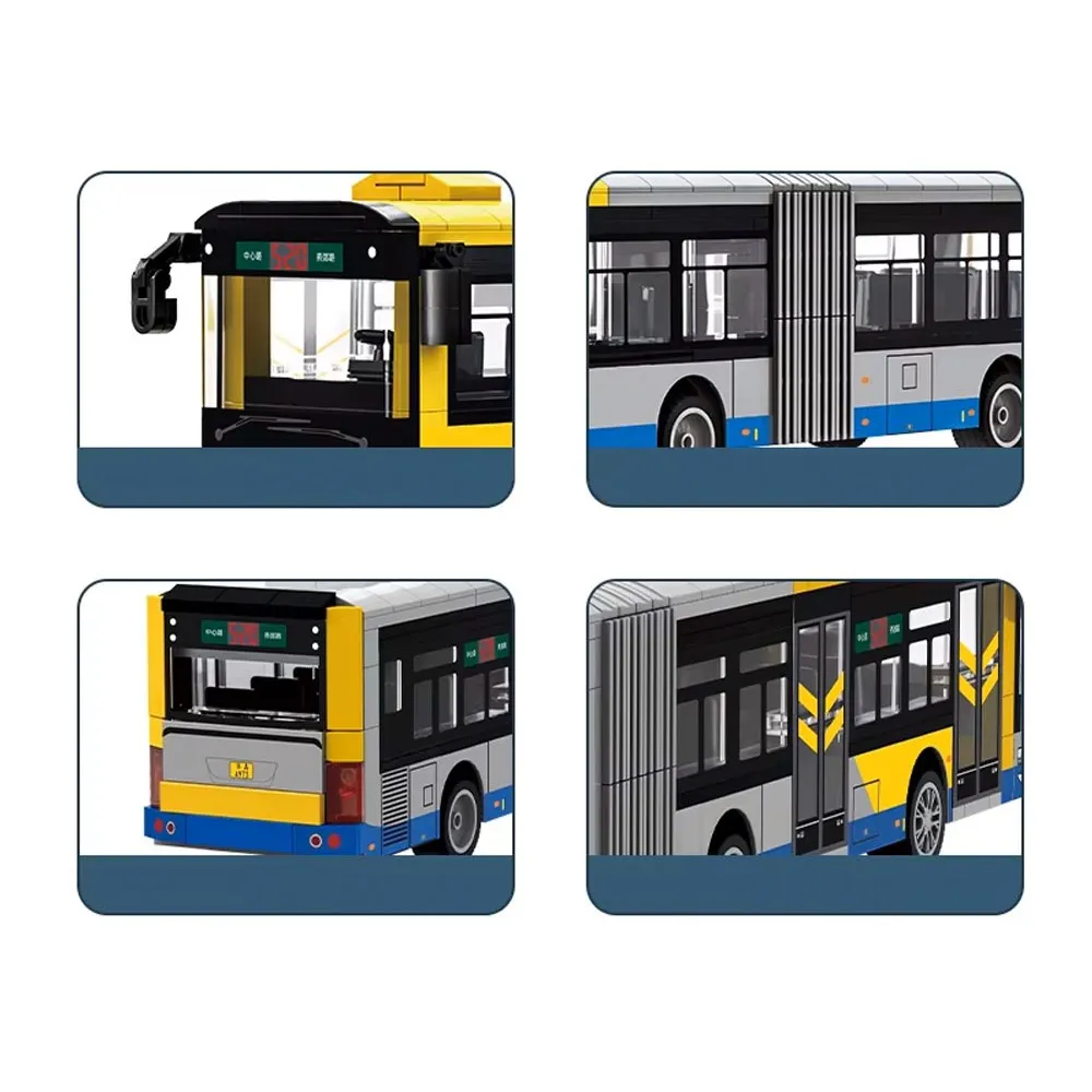 Kolorowe opakowanie zestawu klocków autobus miejski przegubowy