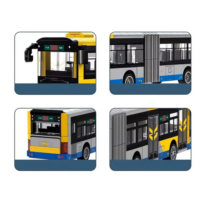 Kolorowe opakowanie zestawu klocków autobus miejski przegubowy