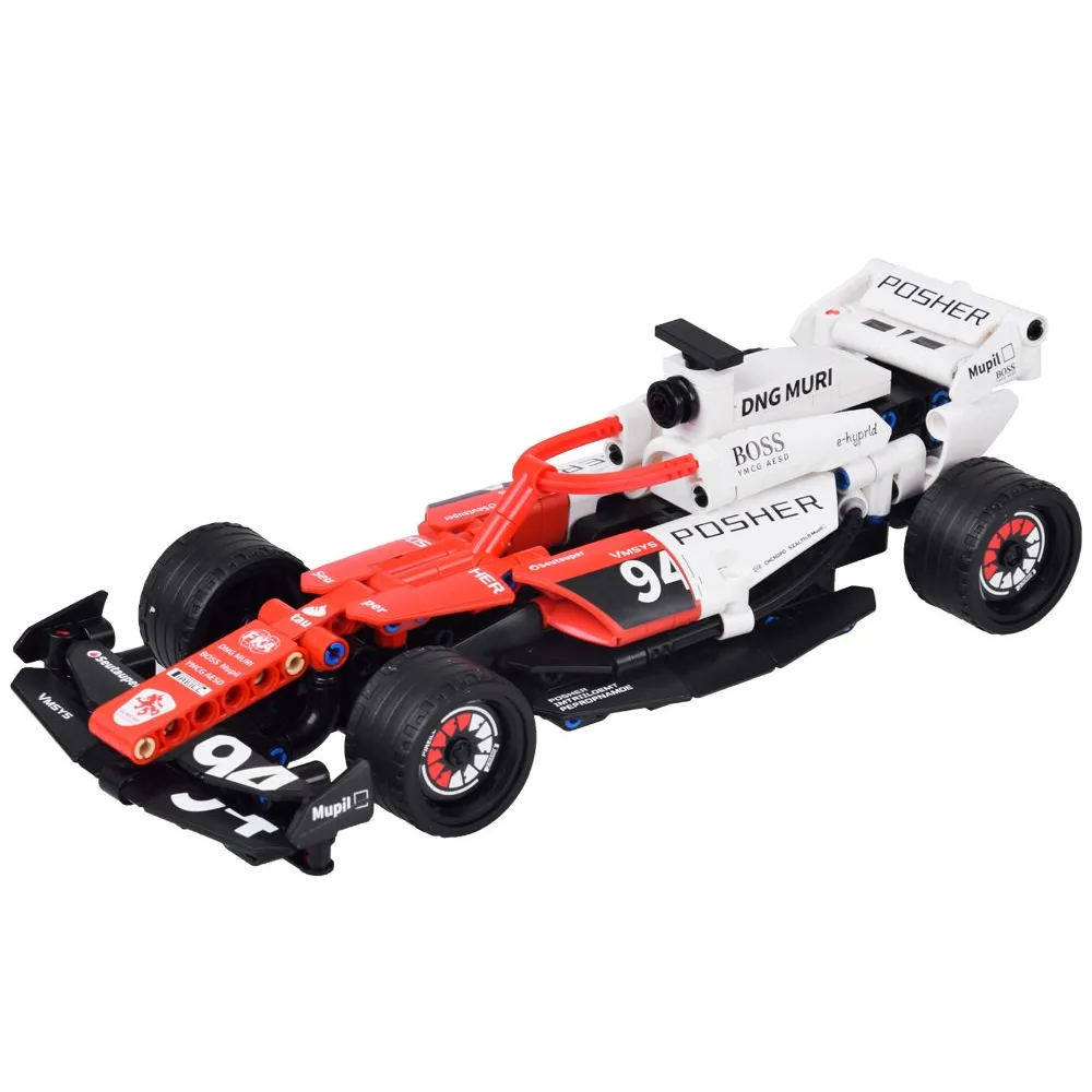 zbliżenie na detal klockowego bolidu formuły 1