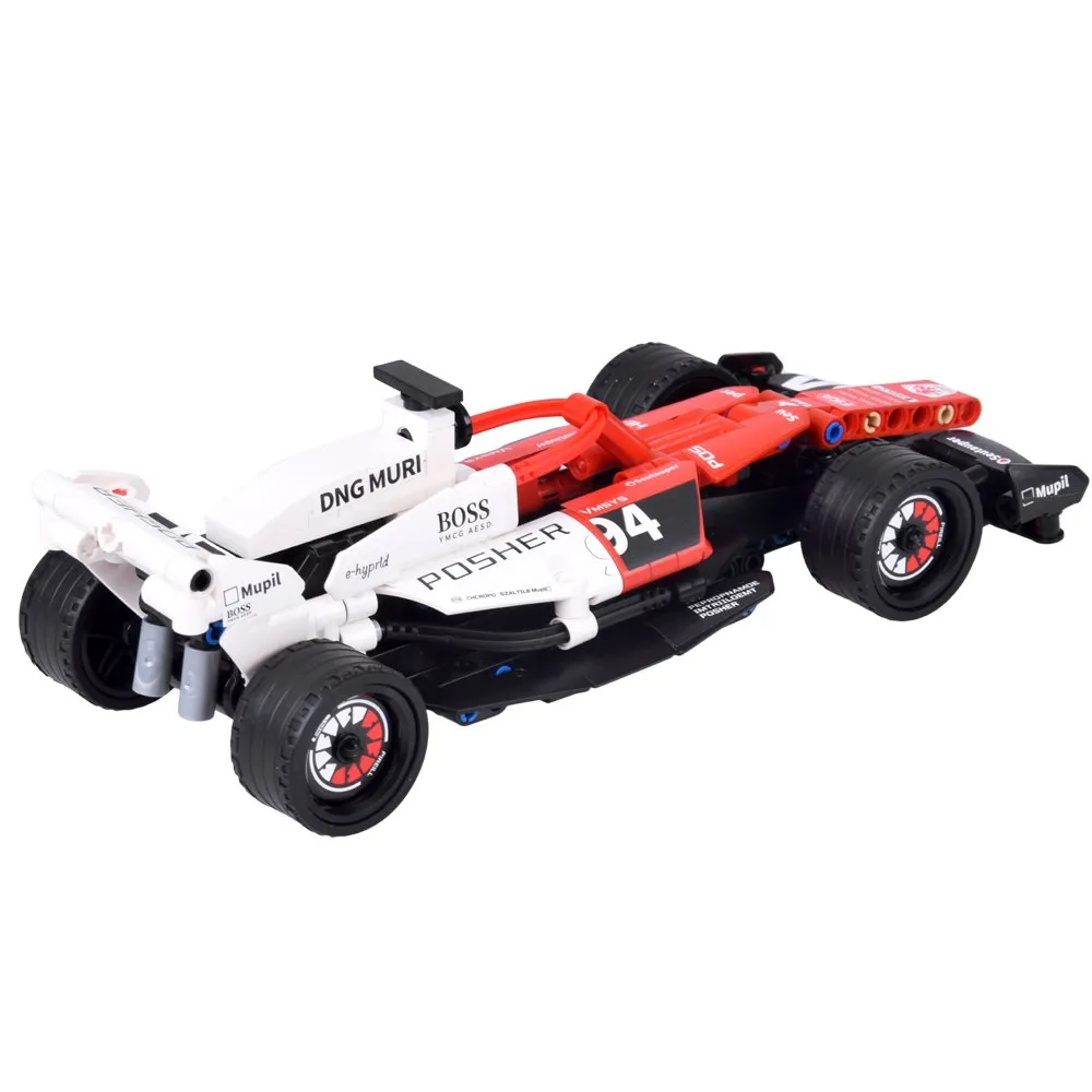 biało-czerwony bolid z naklejkami do samodzielnego montażu