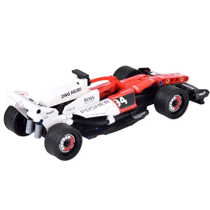 biało-czerwony bolid z naklejkami do samodzielnego montażu