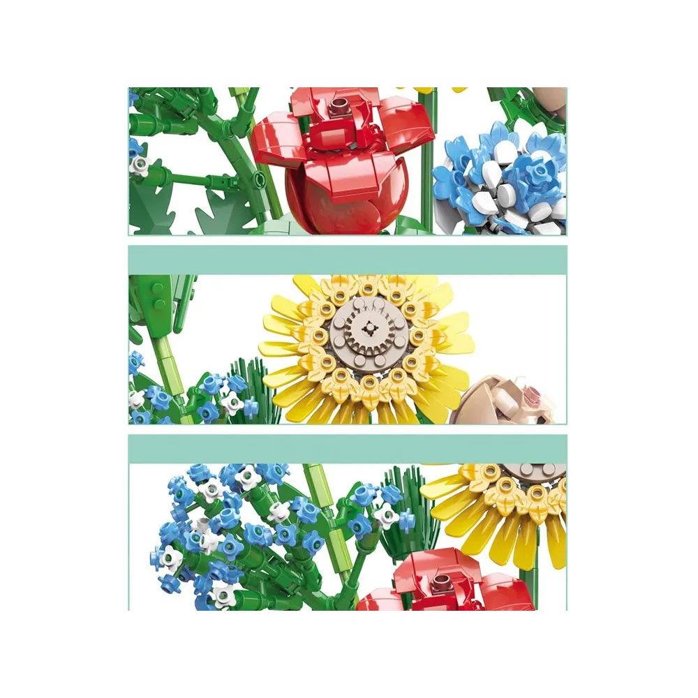 elementy liści i łodyg konstrukcji klockowej