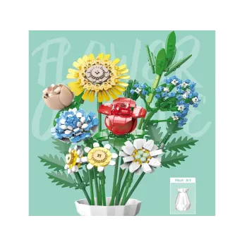 kwiat słonecznika zbudowany z technicznych klocków