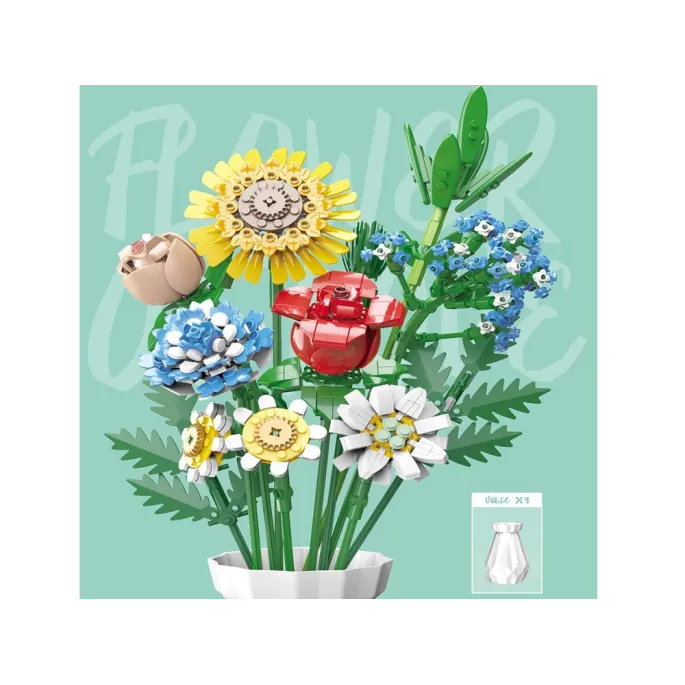 kwiat słonecznika zbudowany z technicznych klocków