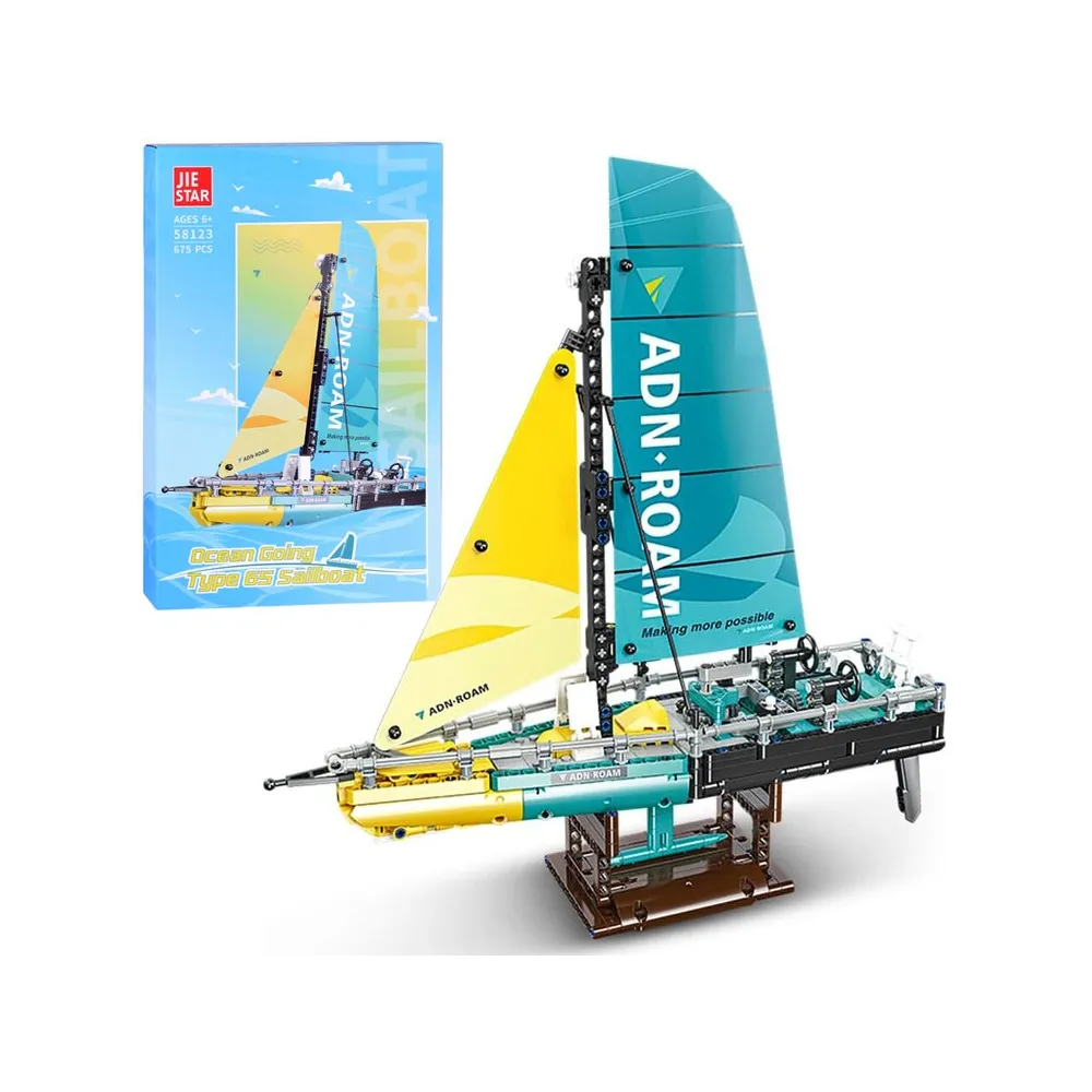 Klocki techniczne do budowy jachtu regatowego w dynamicznych kolorach