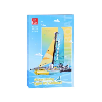 Szczegółowy widok wyciągarki i linowych żagli w modelu klockowym