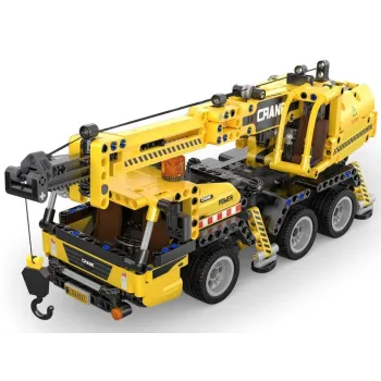 Obrotowy dźwig wykonany z klocków technicznych z naklejkami