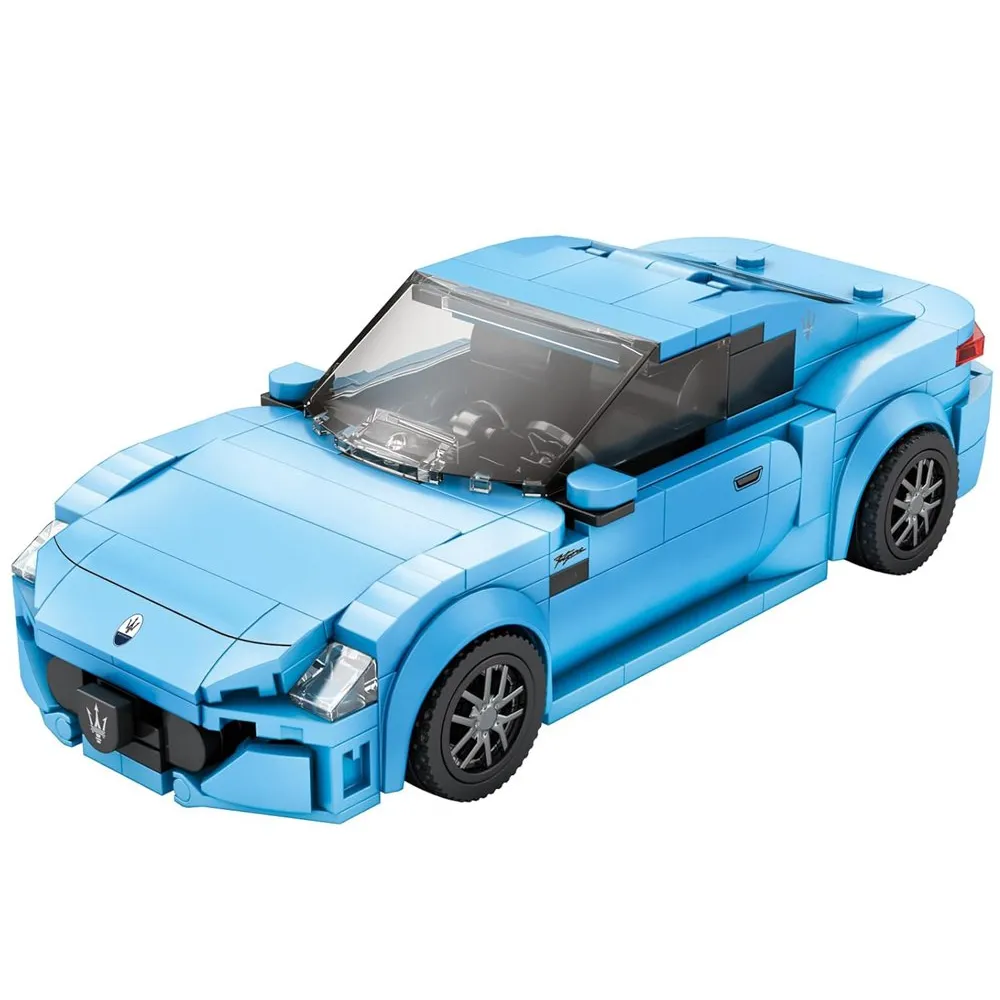 Zestaw klocków technicznych przedstawiający sylwetkę sportowego auta