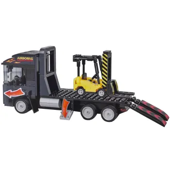 Detale pojazdów – granatowo-szaro-żółte elementy zestawu klocków