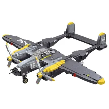 detal skrzydła z naklejką w zestawie klocków p-38