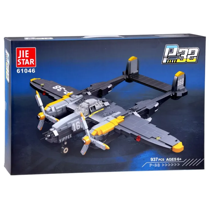 klocki techniczne samolotu p-38 w trakcie składania