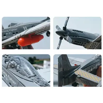 Zbliżenie na detal kabiny modelu P-51 Fighter z naklejkami