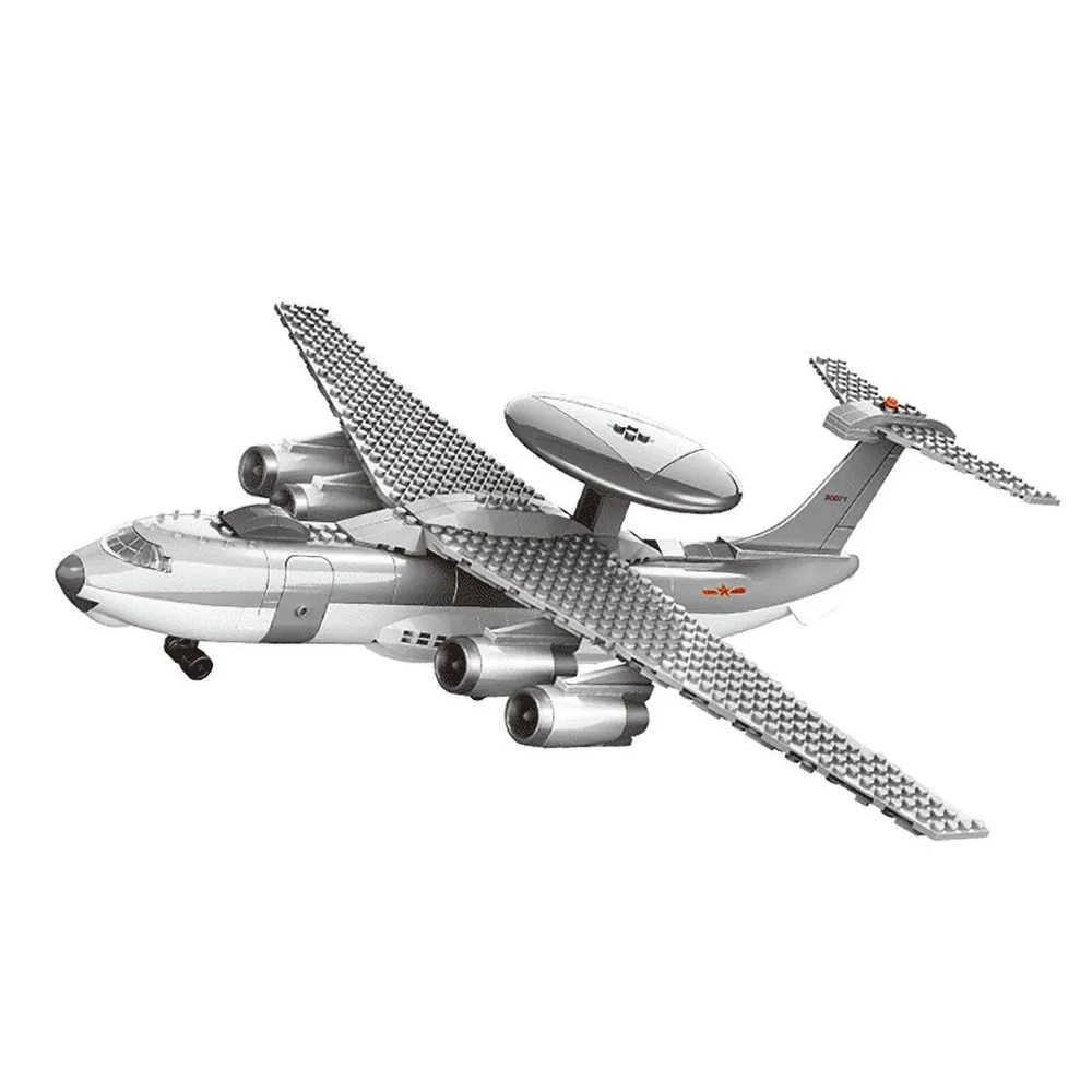 zbliżenie na obrotową antenę radarową samolotu z klocków technicznych