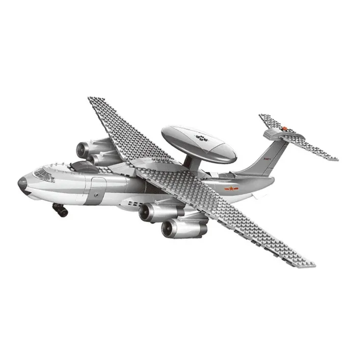 zbliżenie na obrotową antenę radarową samolotu z klocków technicznych