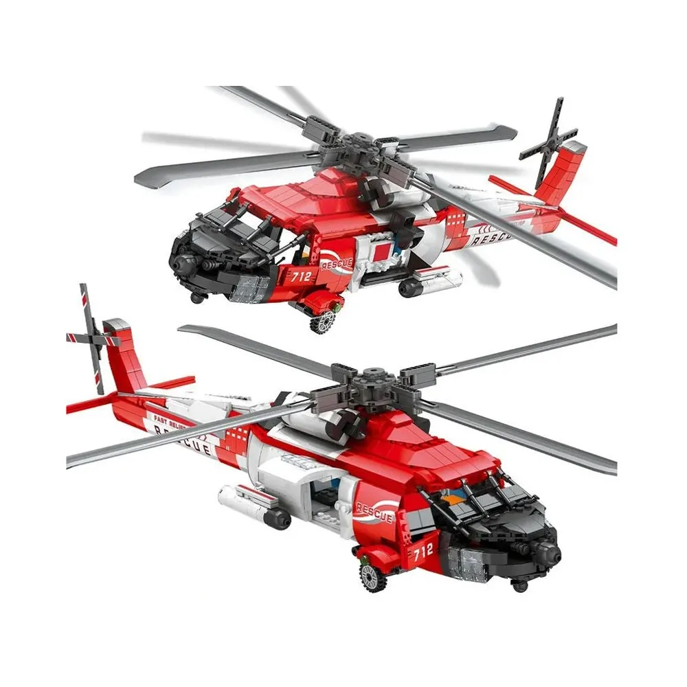 ozdobne naklejki na modelu śmigłowca z klocków