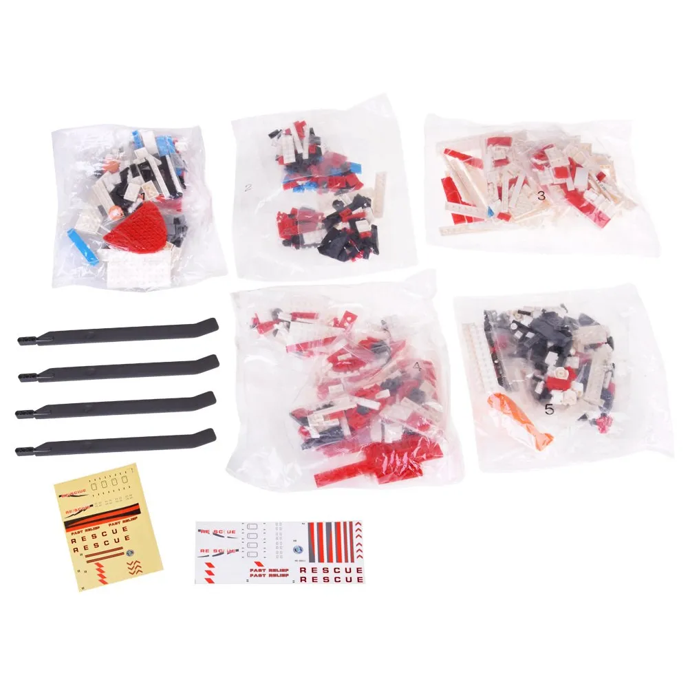 instrukcja montażu wraz z elementami śmigłowca z klocków