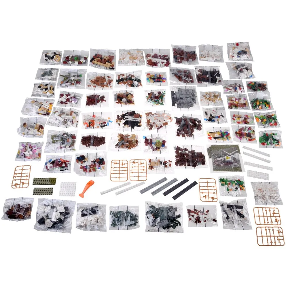 Przezroczyste elementy klocków imitujące witraże w świetle