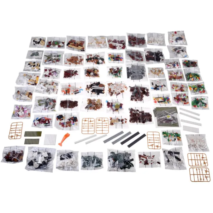 Przezroczyste elementy klocków imitujące witraże w świetle