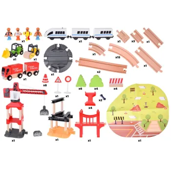 widok figurki ludzików w scenerii stacji kolejowej