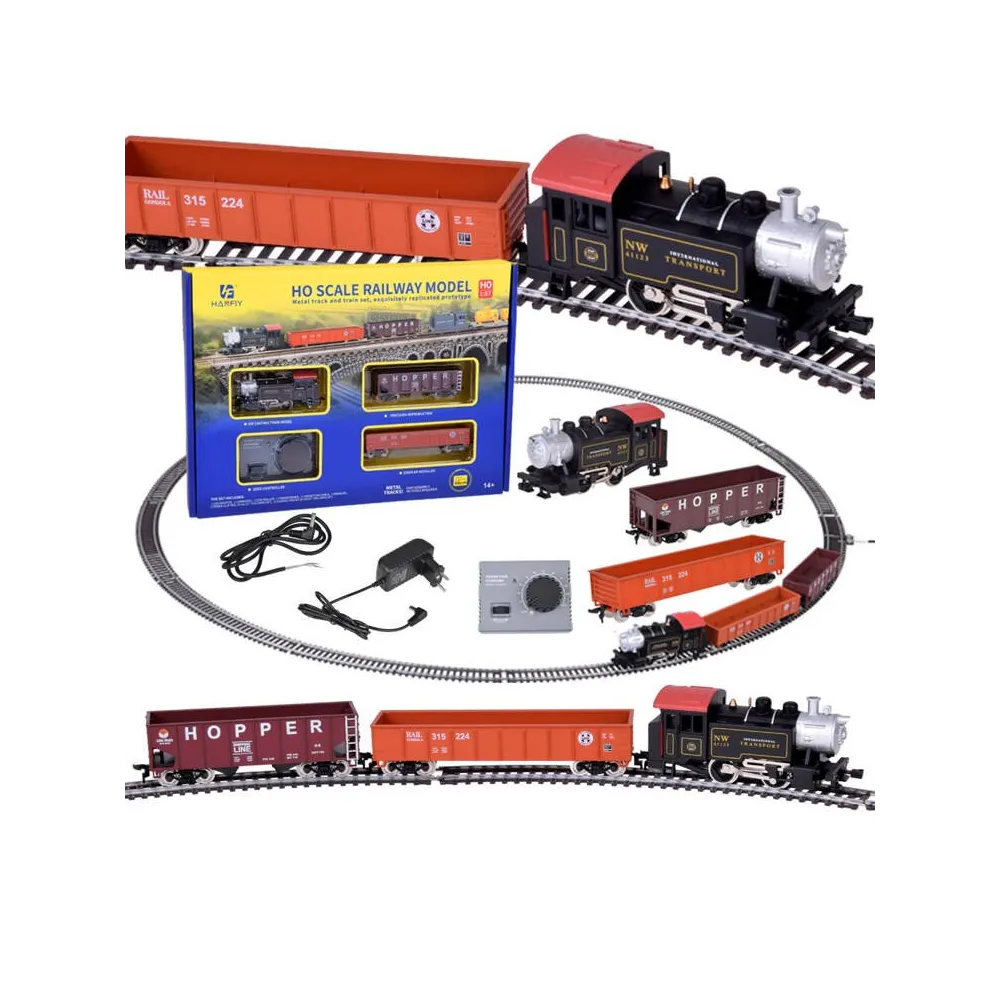 klasyczny parowóz kolejki elektrycznej w skali h0 na torach