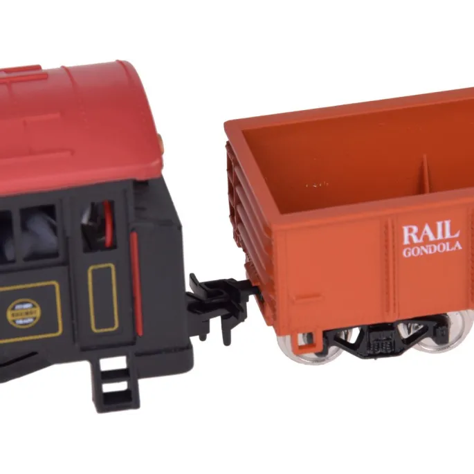 wagon towarowy z obrotowymi osiami na tle pozostałych elementów