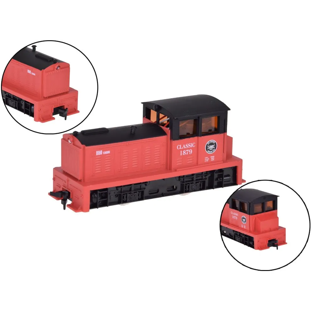 widok z góry na rozłożony tor kolejki elektrycznej 1:87