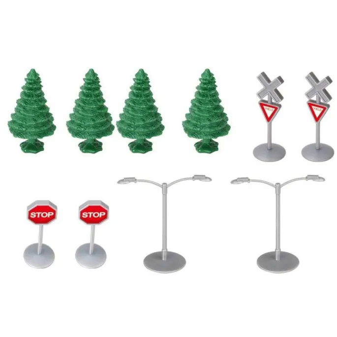 ułożony tor w kształcie ósemki z pociągiem i infrastrukturą