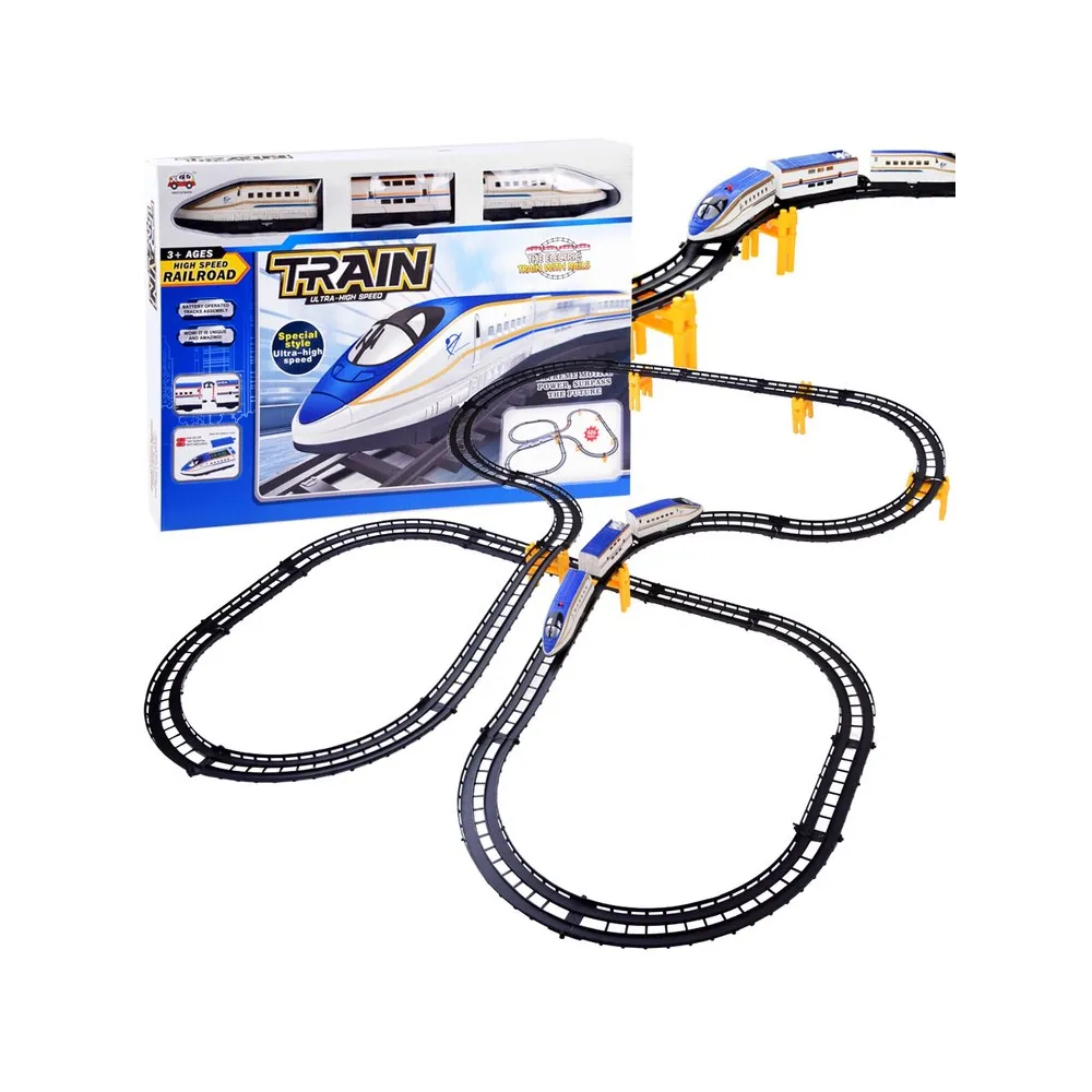 Nowoczesny pociąg osobowy z lokomotywą na torach 6m