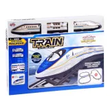 Wszystkie elementy zestawu: lokomotywa, wagony, tory i filary