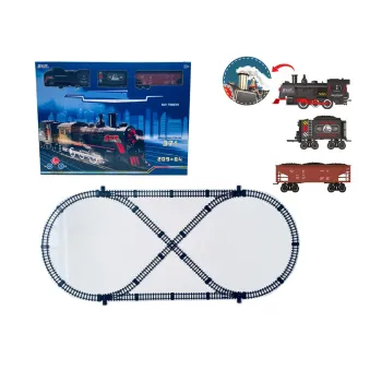 Kolejka retro z funkcją dymu, świateł i dźwięku na torze w stylu klasycznym