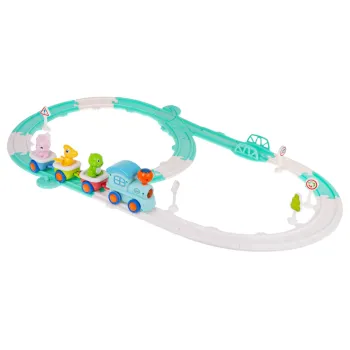 Interaktywna lokomotywa z efektami świetlnymi i dźwiękowymi na torach