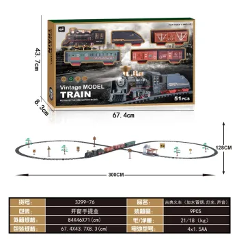 zabawka kolejka vintage z dymiącą lokomotywą i klasycznym wzornictwem