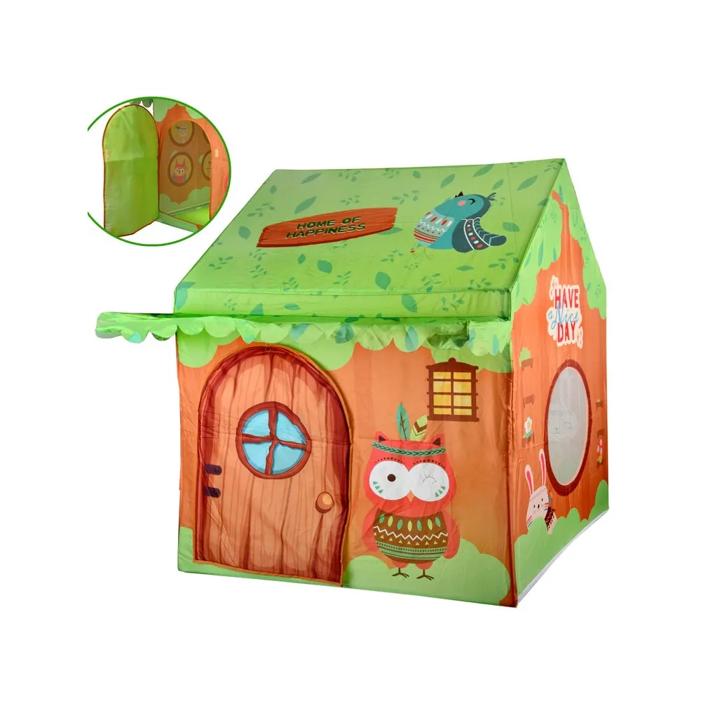 Kolorowy namiot domek leśni przyjaciele widok z przodu