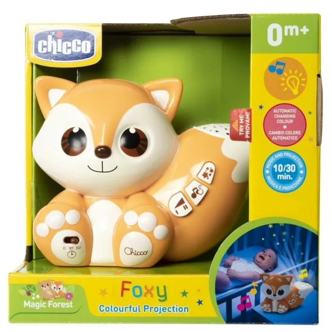 Kolorowy projektor Foxy w kształcie liska z funkcją rzutowania świateł