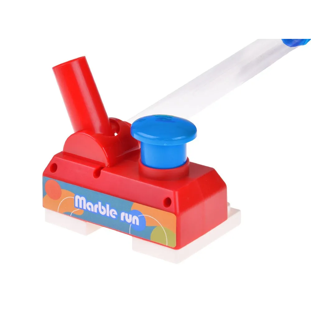 barwne części i kulki gotowe do startu na torze marble run diy