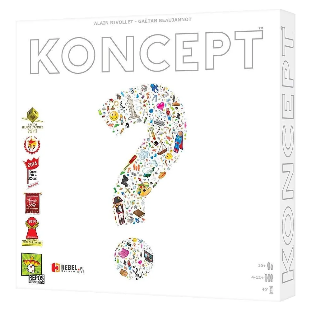 Plansza i elementy gry Koncept REBEL z kartami haseł oraz kolorowymi znacznikami