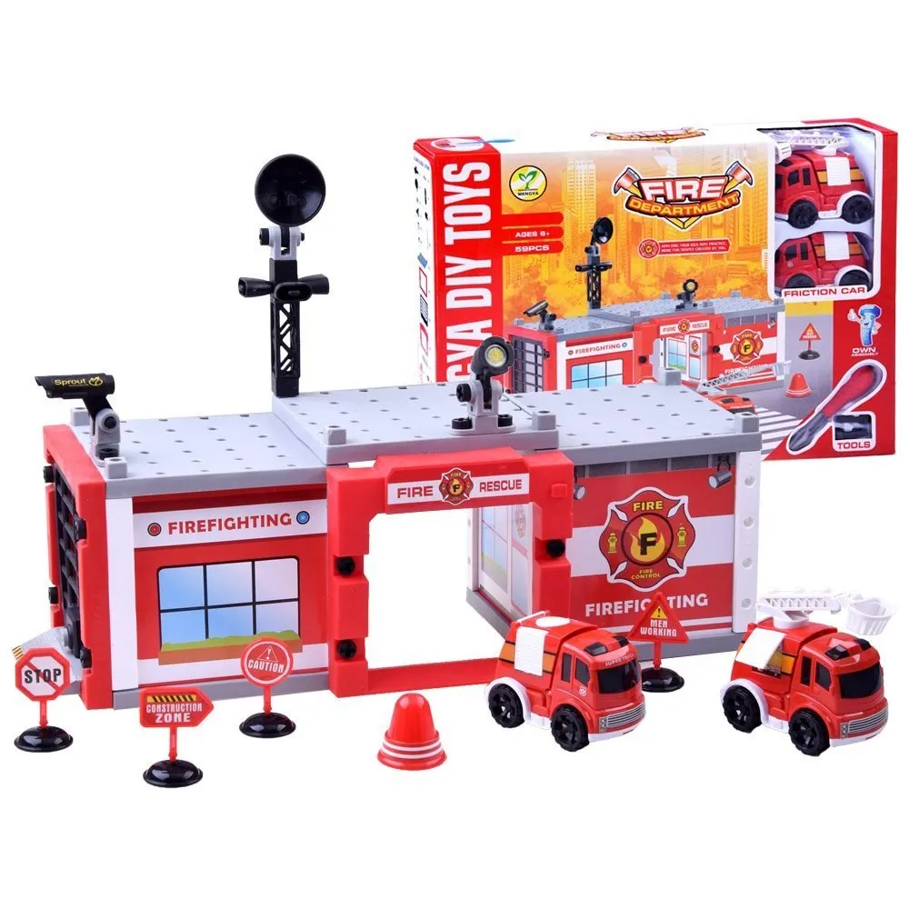 Zestaw konstrukcyjnych klocków STRAŻ POLICJA dla dzieci