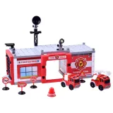 Dwa auta strażackie oraz akcesoria z zestawu klocków