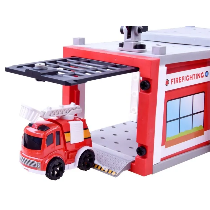 Elementy zestawu: śrubokręt, znaki drogowe i klocki