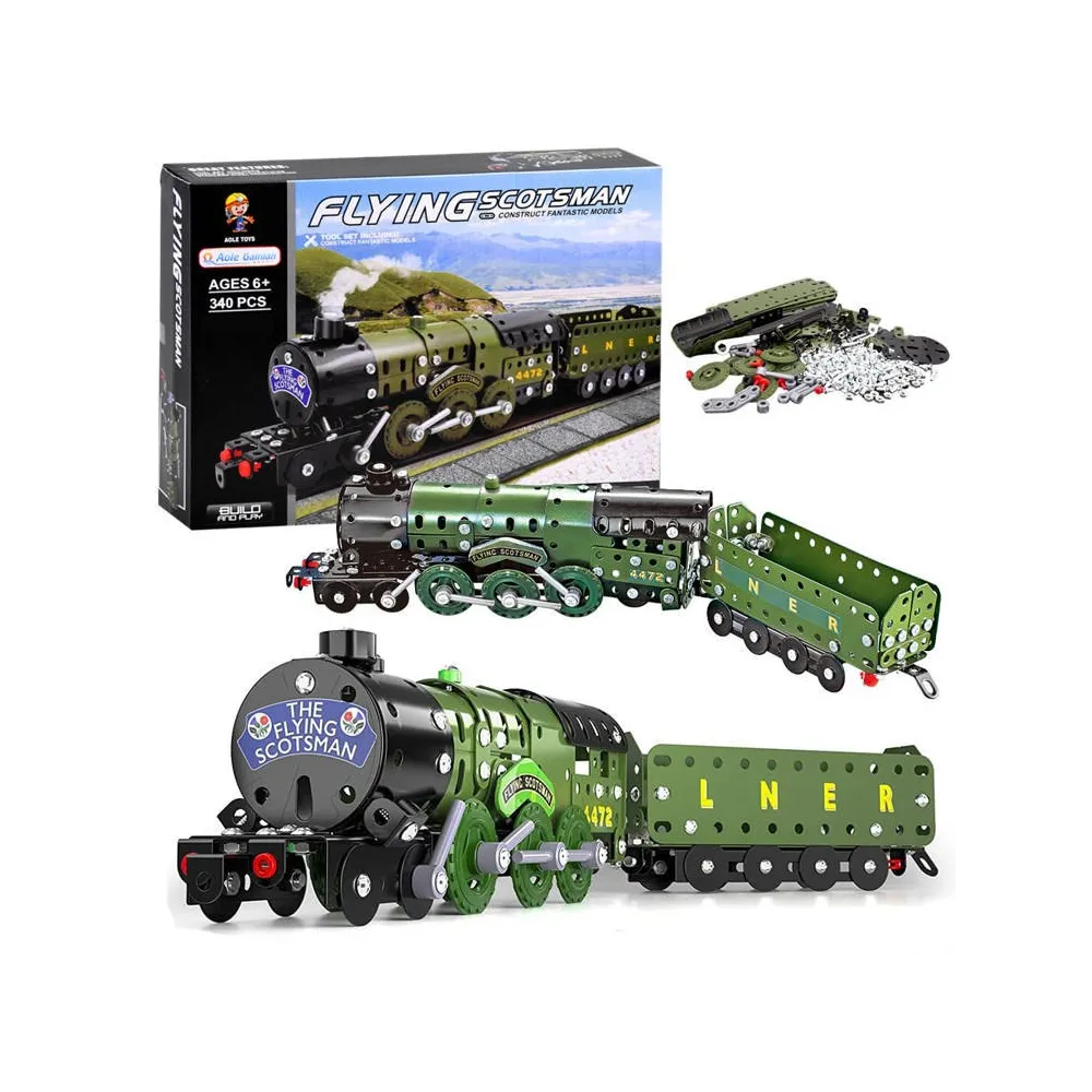 metalowy model parowozu do samodzielnego złożenia