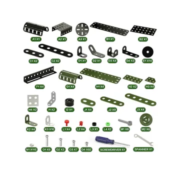 zbliżenie na detal kół i śrubek w modelu