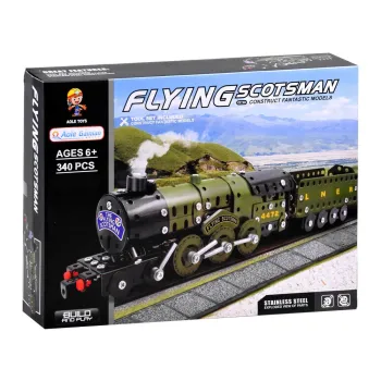 ozdobny model parowozu z wagonem na półce