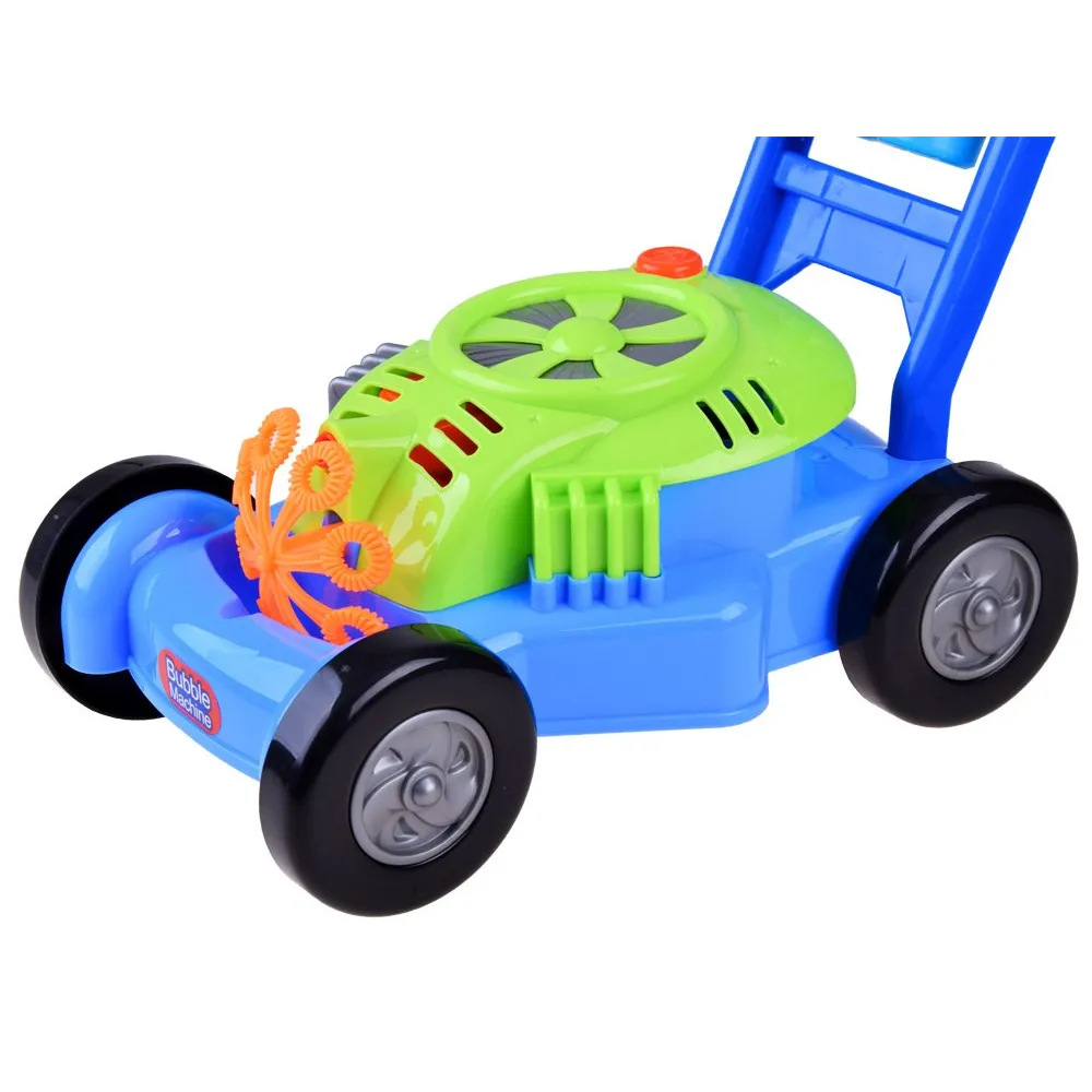 Zbliżenie na kolorowe przyciski kosiarki do puszczania baniek