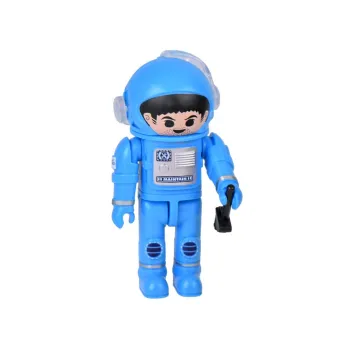 figurka astronauty w niebieskim kombinezonie w pojazdzie