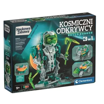 Trzy kolorowe roboty z tworzywa sztucznego gotowe do złożenia przez dzieci