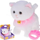 Kotek interaktywny na smyczy z błyszczącymi oczkami i pelerynką