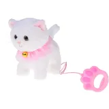 Pluszowy kotek poruszający ogonkiem na białym tle